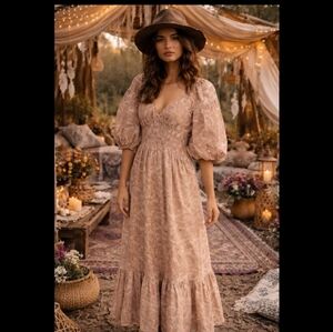 New! Anthropologie Patrons Of Peace Boho Maxi Dress In Sandstone
